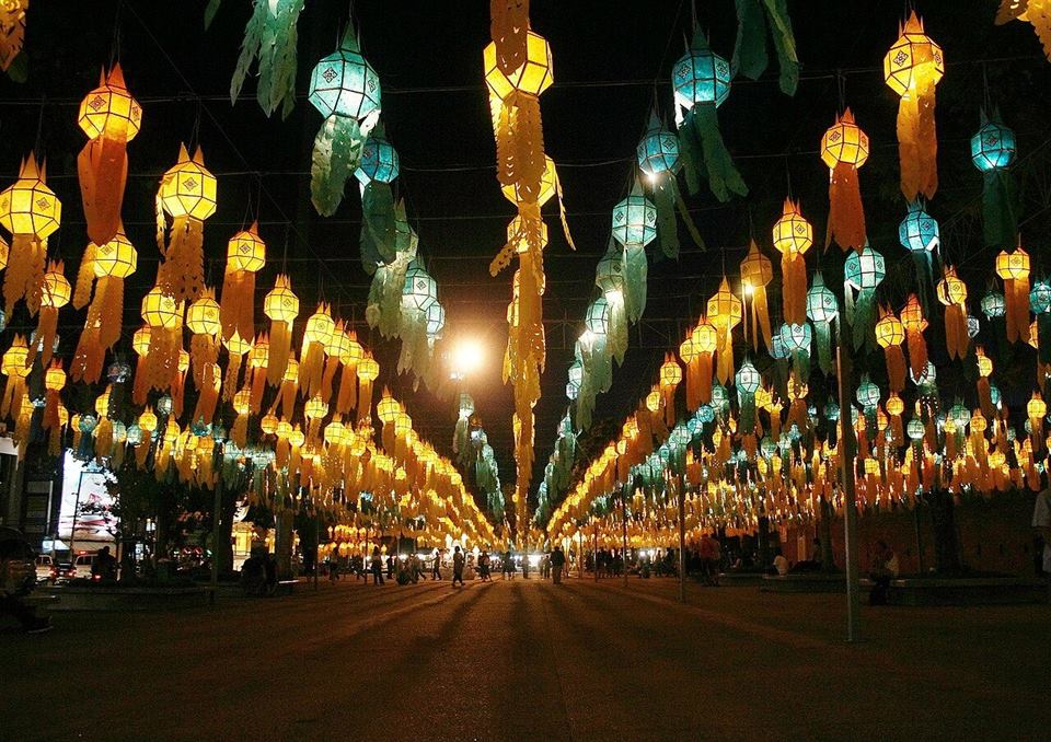 Hanging lanterns at Tha Phae Gate, Chiang Mai