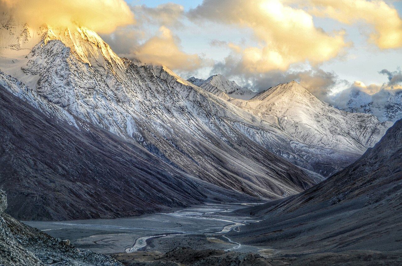 The Spiti valley under snow-capped peaks, Himachal Pradesh
