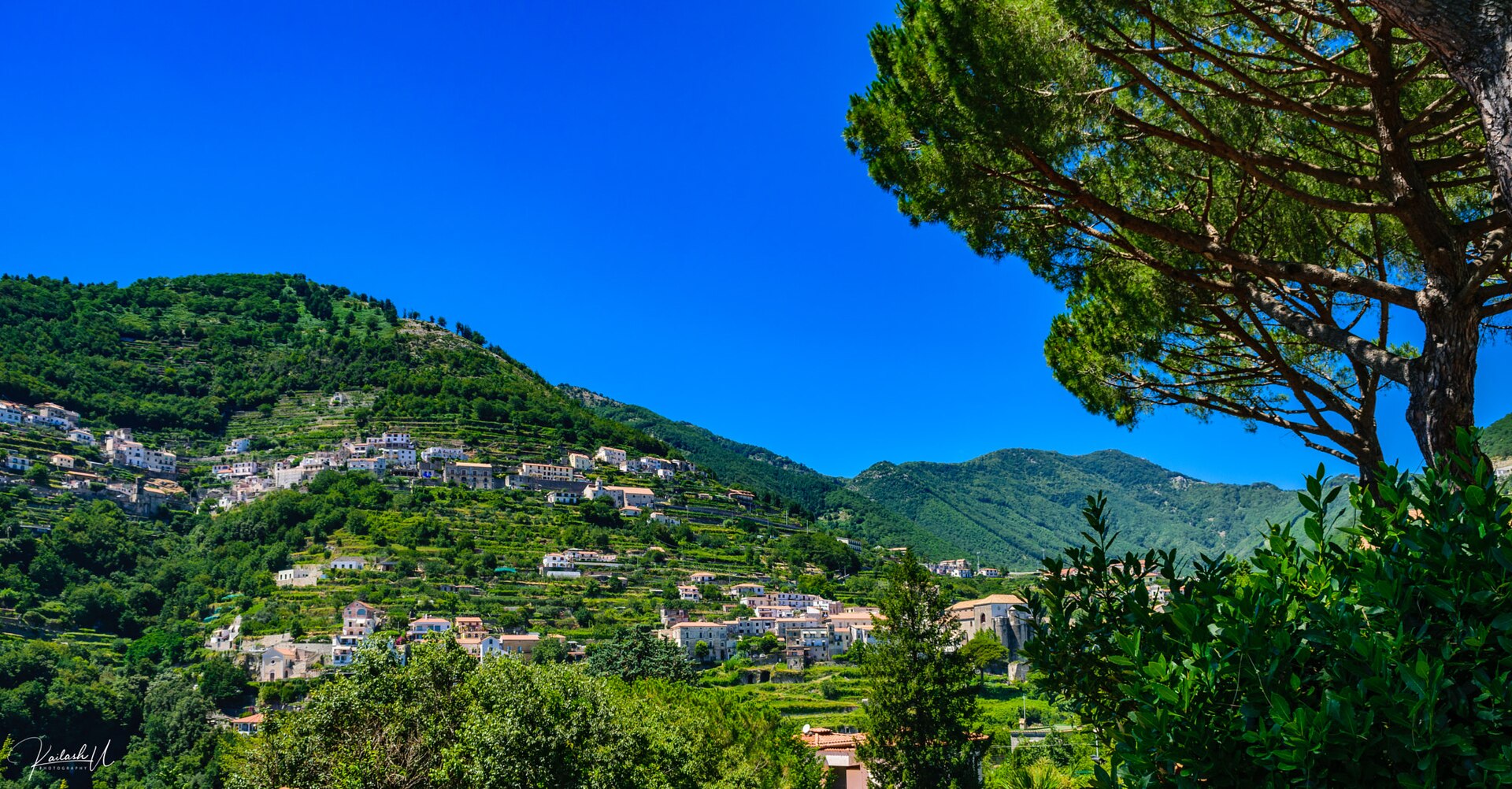 Villages on the green hills of the Amalfi Coast