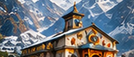 Kedarnath temple below snow peaks