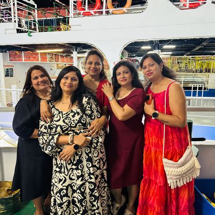 Our travellers on the deck of an evening cruise in Goa
