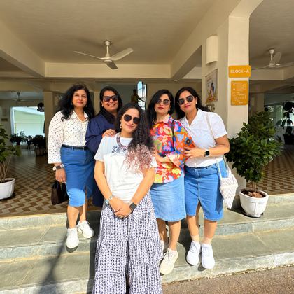 Our travellers together outside their stay in Goa
