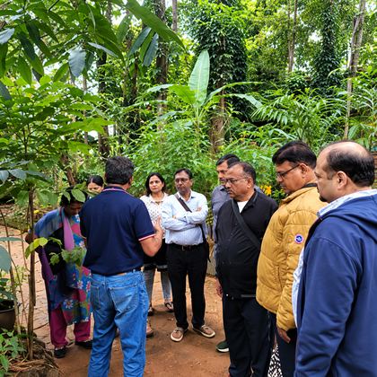 Our travellers on a spice garden walk in Sri Lanka