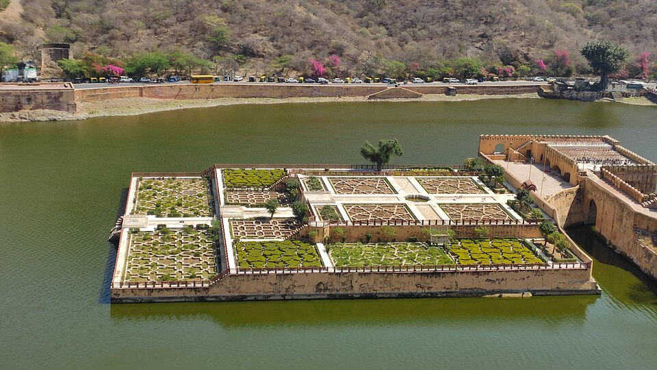 The Kesar Kyari garden in the lake below Amer Fort, Jaipur